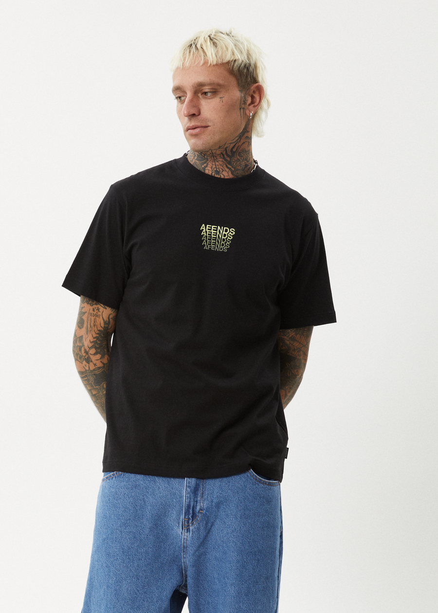 AFENDS Mens Repeat - Retro Tee - Black