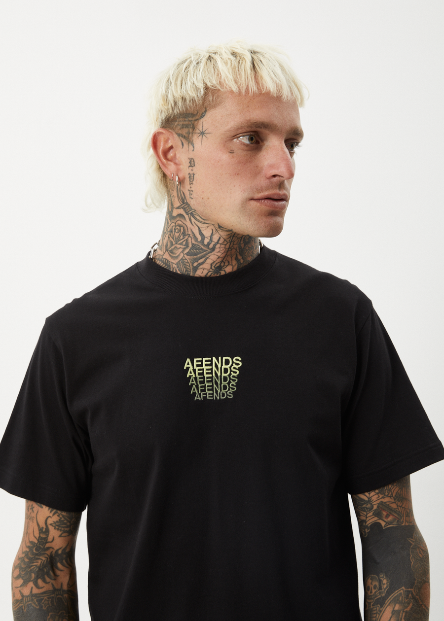 AFENDS Mens Repeat - Retro Tee - Black