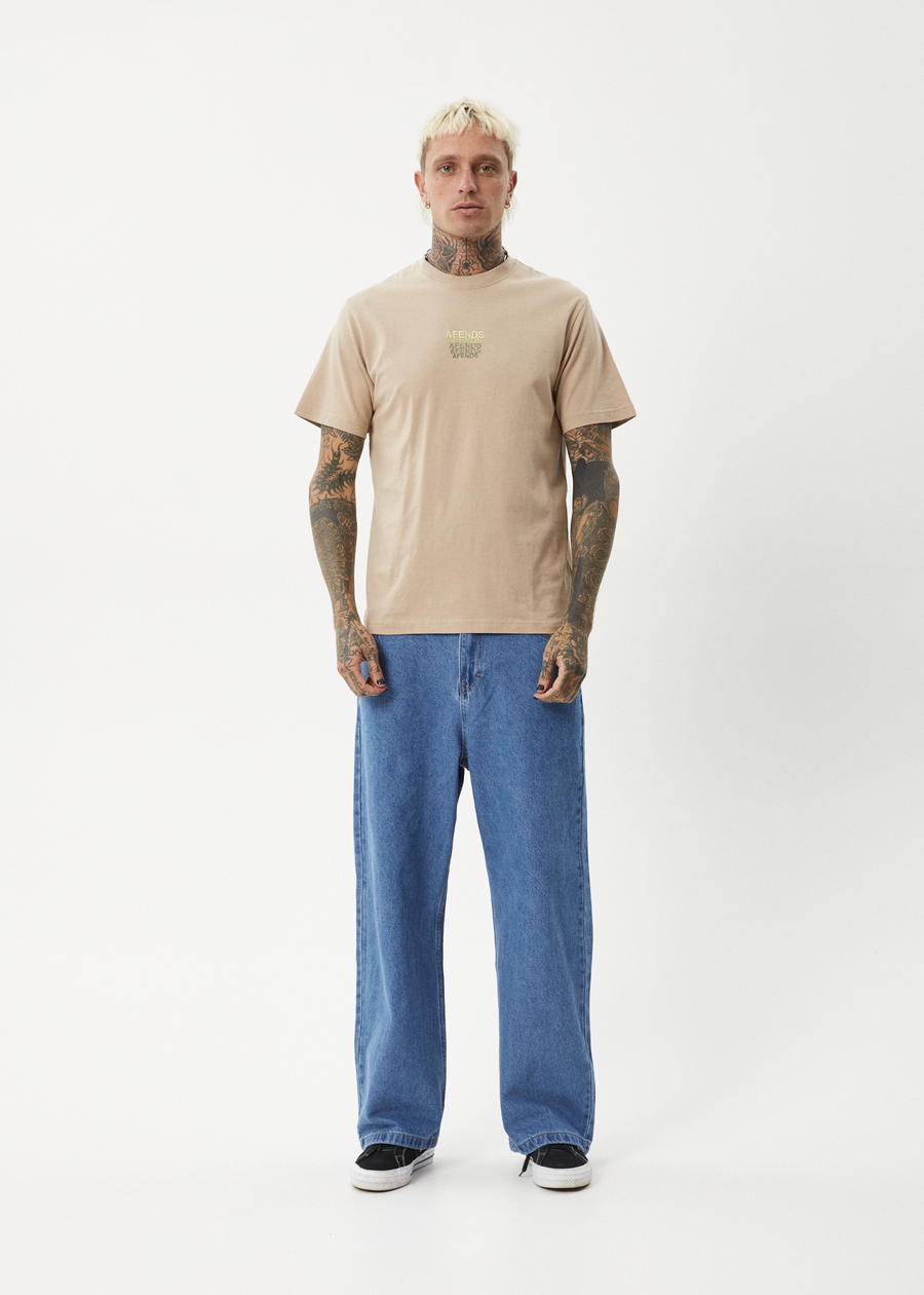 AFENDS Mens Repeat - Retro Tee - Taupe