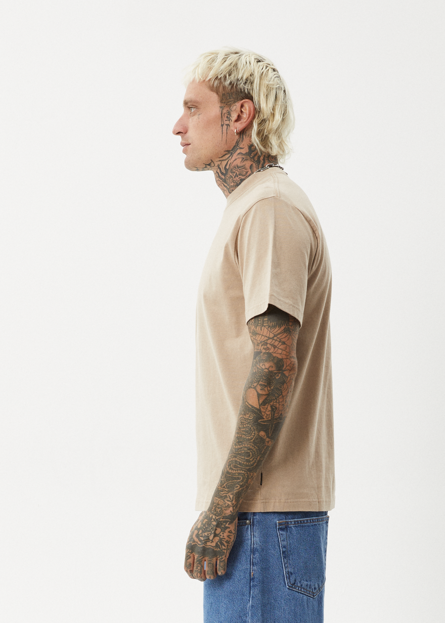 AFENDS Mens Repeat - Retro Tee - Taupe