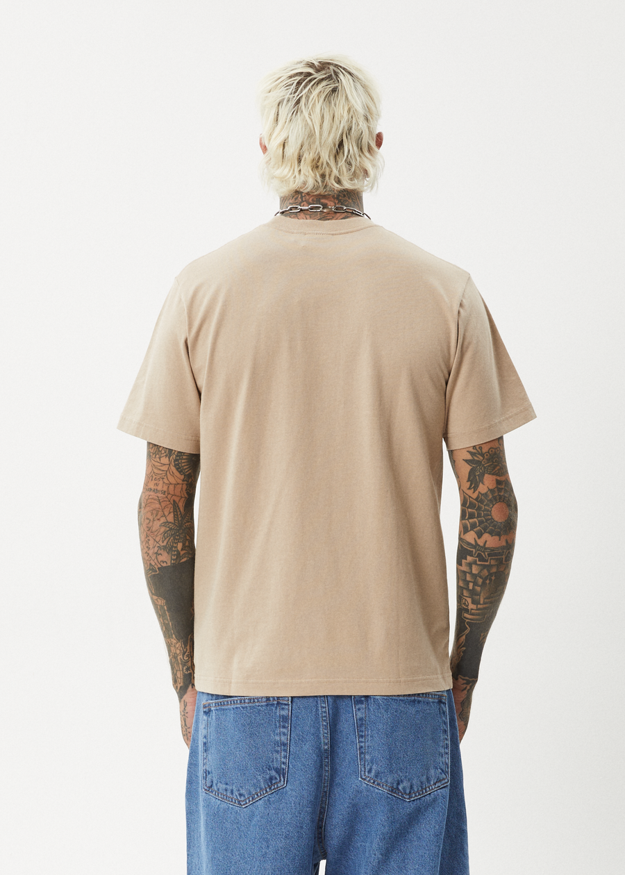 AFENDS Mens Repeat - Retro Tee - Taupe