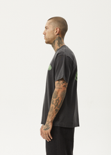 AFENDS Mens Frogga - Heavy Boxy Tee - Stone Black - Afends mens frogga   heavy boxy tee   stone black