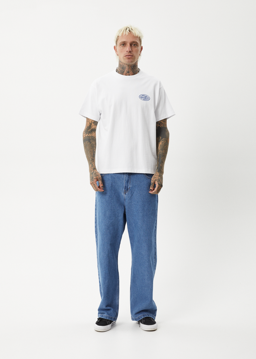 AFENDS Mens Frogga - Heavy Boxy Tee - White