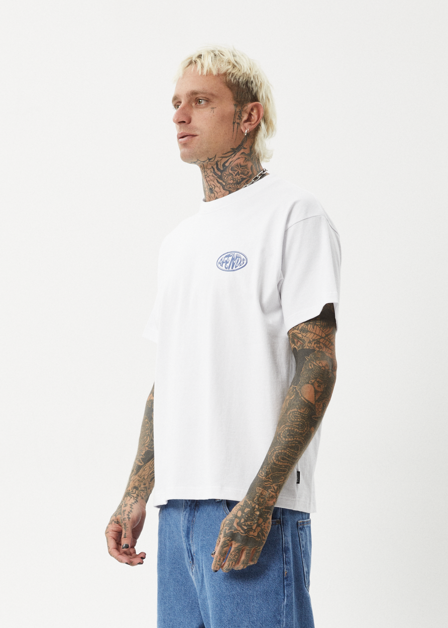 AFENDS Mens Frogga - Heavy Boxy Tee - White