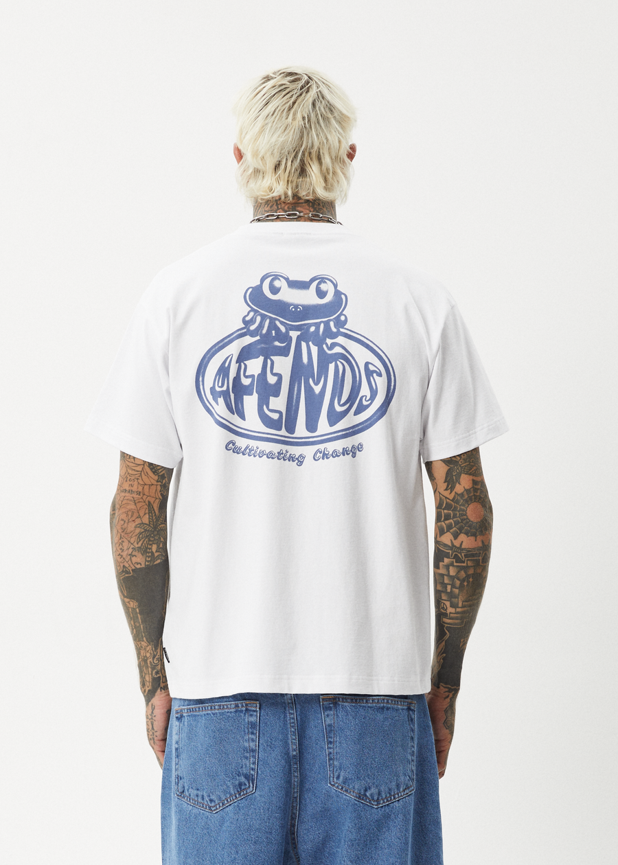 AFENDS Mens Frogga - Heavy Boxy Tee - White