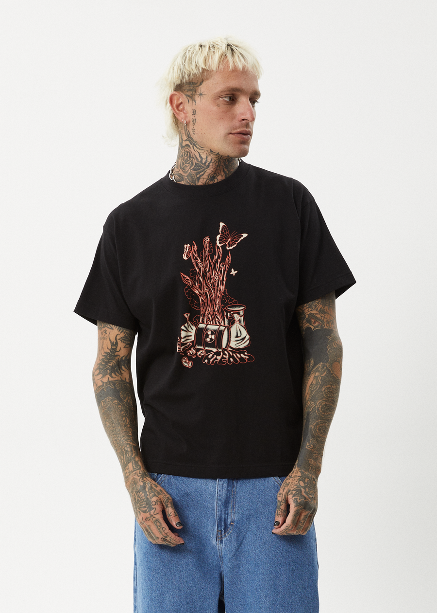 AFENDS Mens Regrowth - Boxy Tee - Black