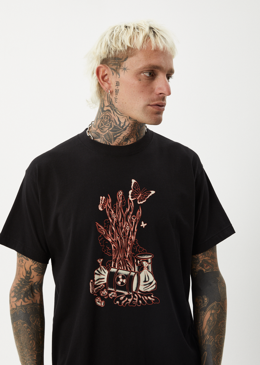 AFENDS Mens Regrowth - Boxy Tee - Black