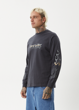 AFENDS Mens Scorched - Long Sleeve Tee - Charcoal - Afends mens scorched   long sleeve tee   charcoal
