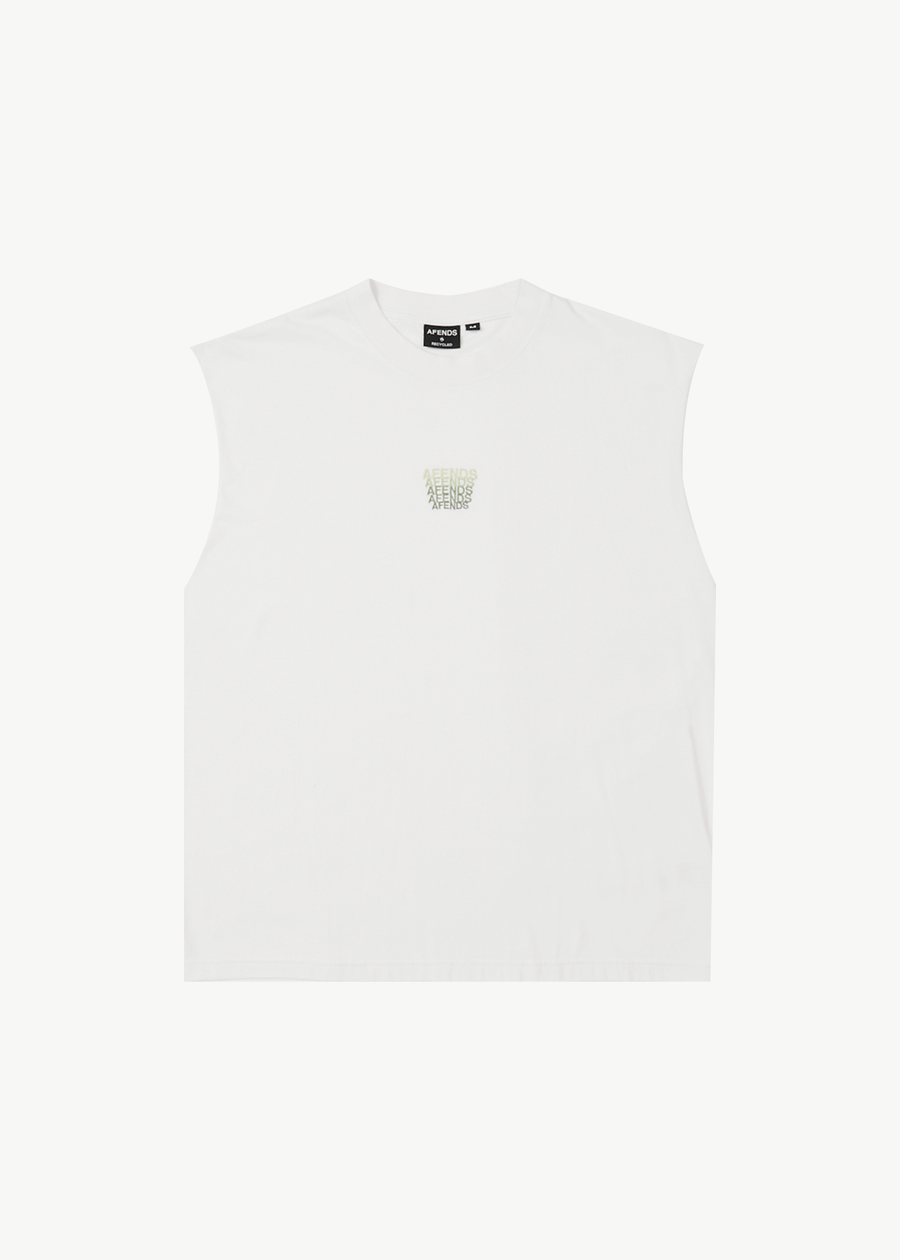AFENDS Mens Repeat - Sleeveless Tee - White