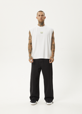 AFENDS Mens Repeat - Sleeveless Tee - White - Afends mens repeat   sleeveless tee   white