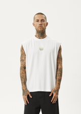AFENDS Mens Repeat - Sleeveless Tee - White - Afends mens repeat   sleeveless tee   white