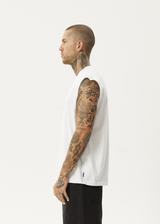 AFENDS Mens Repeat - Sleeveless Tee - White - Afends mens repeat   sleeveless tee   white
