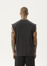 AFENDS Mens Bad Luck - Sleeveless Tee - Stone Black - Afends mens bad luck   sleeveless tee   stone black