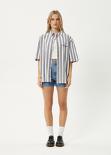 AFENDS Mens Lined Up - Short Sleeve Shirt - White Stripe - Afends mens lined up   short sleeve shirt   white stripe 
