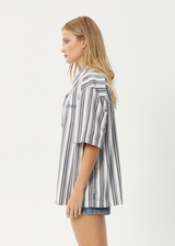 AFENDS Mens Lined Up - Short Sleeve Shirt - White Stripe - Afends mens lined up   short sleeve shirt   white stripe 