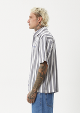 AFENDS Mens Lined Up - Short Sleeve Shirt - White Stripe - Afends mens lined up   short sleeve shirt   white stripe 