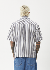 AFENDS Mens Lined Up - Short Sleeve Shirt - White Stripe - Afends mens lined up   short sleeve shirt   white stripe 