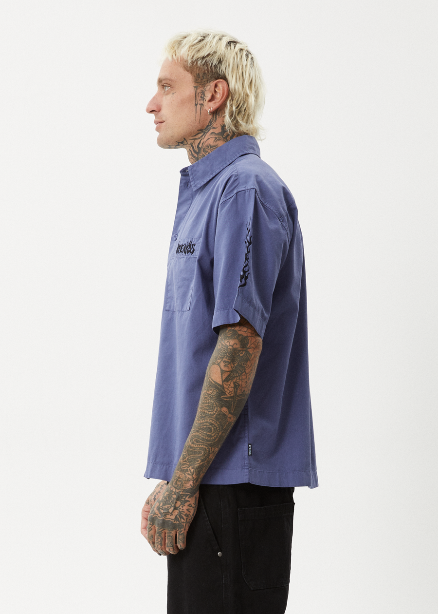 AFENDS Mens Scorched - Short Sleeve Shirt - Marlin 