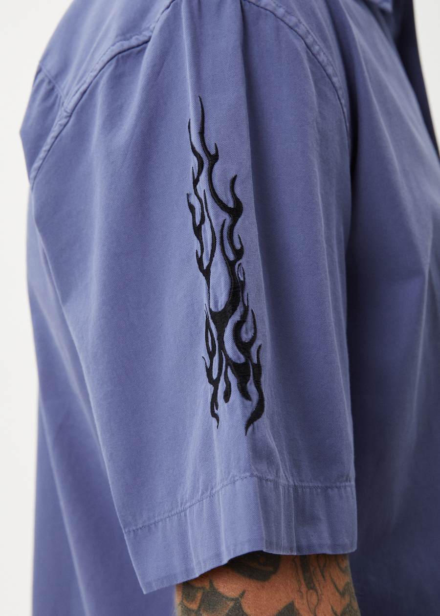 AFENDS Mens Scorched - Short Sleeve Shirt - Marlin 