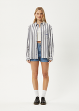AFENDS Mens Lined Up - Long Sleeve Shirt - White Stripe - Afends mens lined up   long sleeve shirt   white stripe 