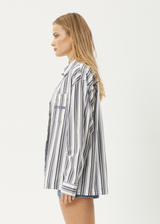 AFENDS Mens Lined Up - Long Sleeve Shirt - White Stripe - Afends mens lined up   long sleeve shirt   white stripe 
