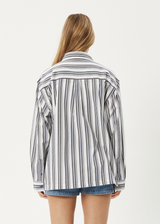 AFENDS Mens Lined Up - Long Sleeve Shirt - White Stripe - Afends mens lined up   long sleeve shirt   white stripe 
