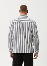 AFENDS Mens Lined Up - Long Sleeve Shirt - White Stripe - Afends mens lined up   long sleeve shirt   white stripe 