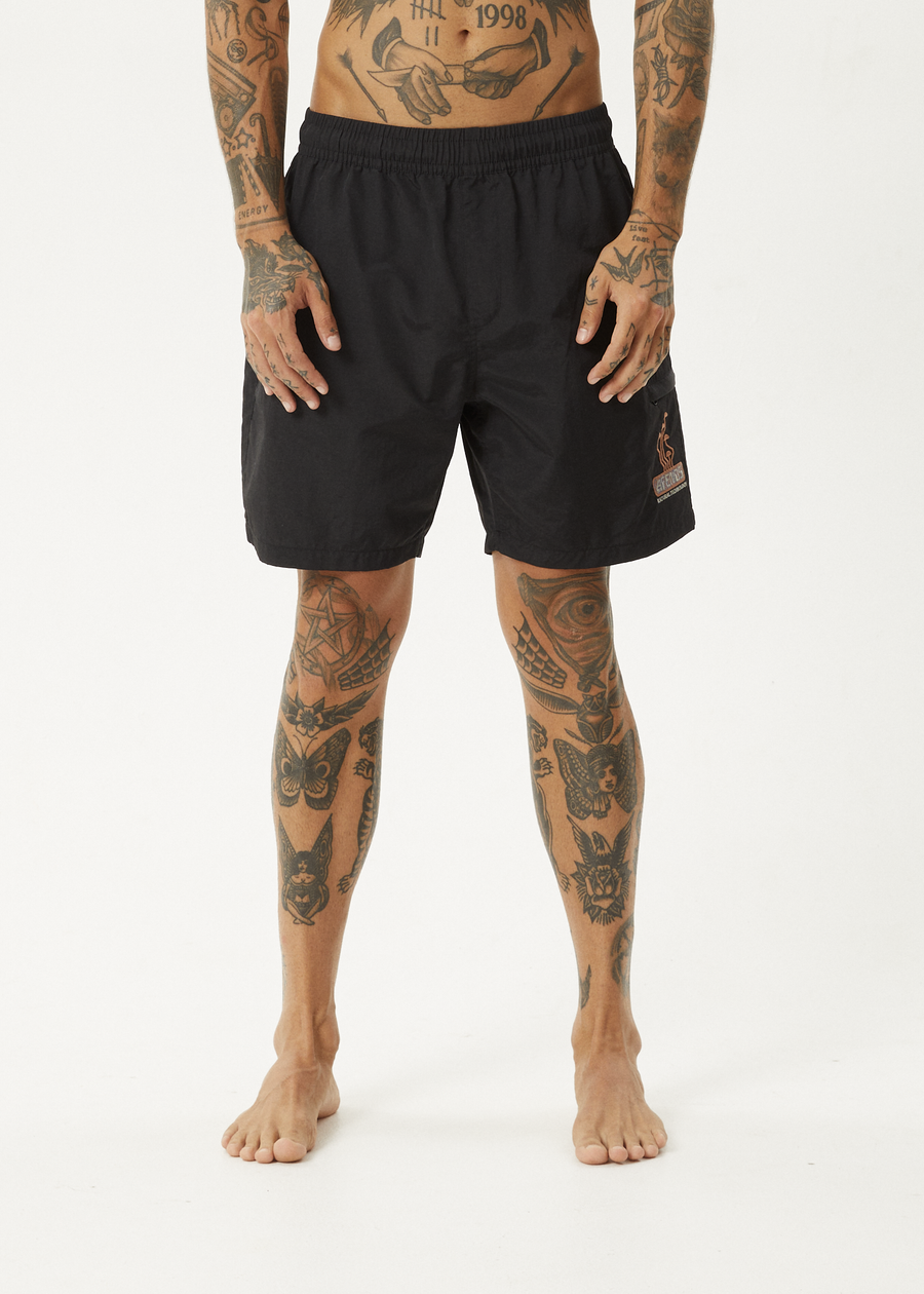 AFENDS Mens Fruiting - Baywatch Swim Short 18" - Black