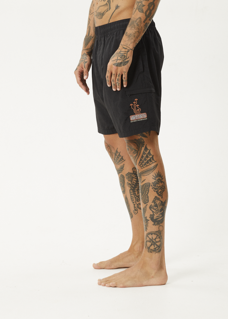 AFENDS Mens Fruiting - Baywatch Swim Short 18" - Black