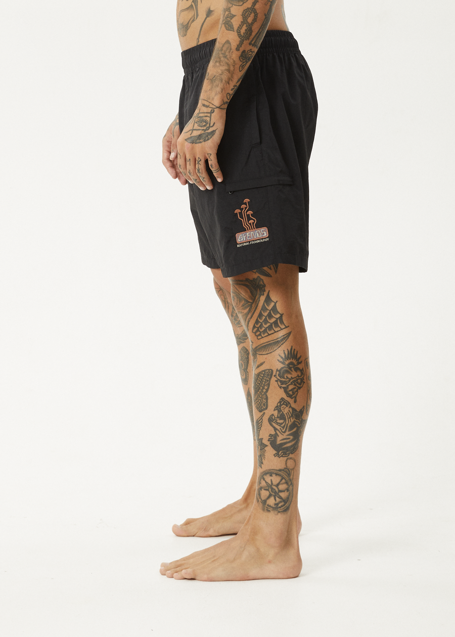 AFENDS Mens Fruiting - Baywatch Swim Short 18" - Black
