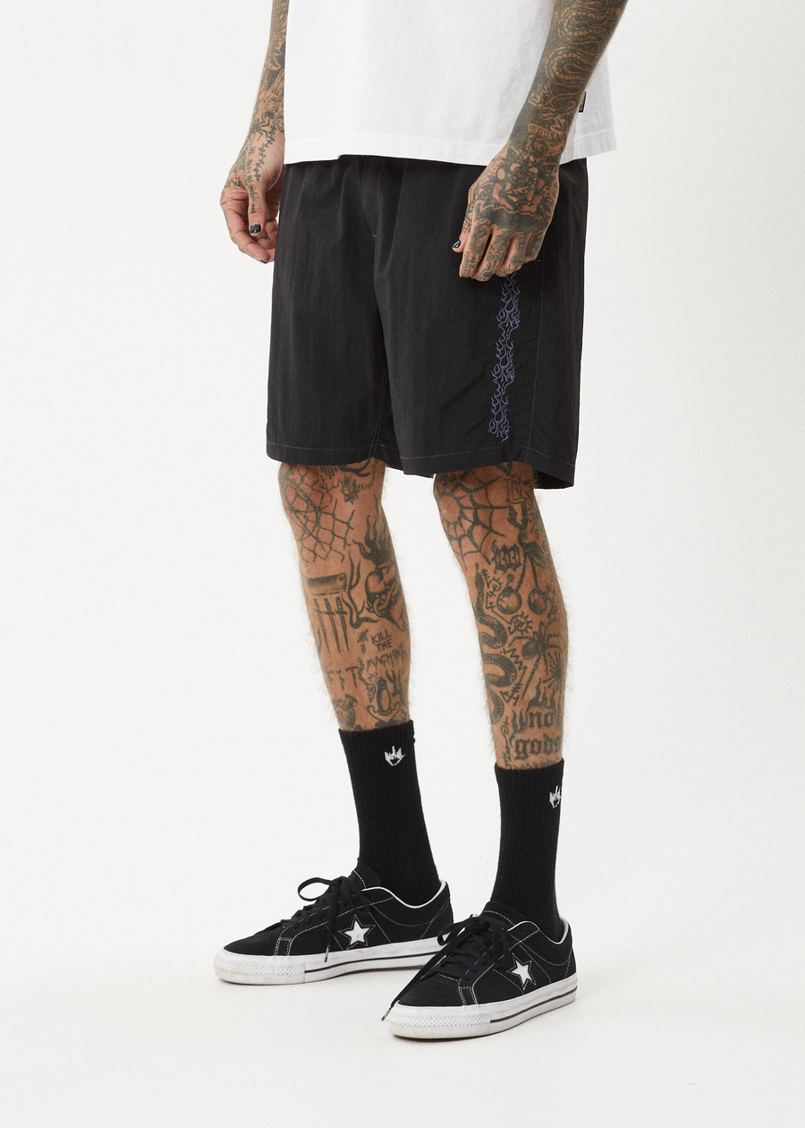 AFENDS Mens Scorched - Baywatch Swim Short 18" - Black