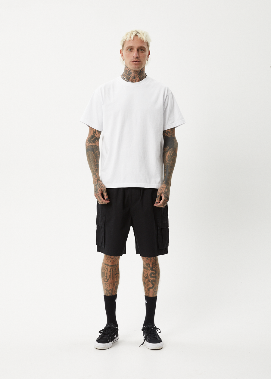 AFENDS Mens Ninety Eights Cargo - Oversized Cargo Short 20" - Black