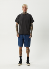 AFENDS Mens Scorched Harper - Denim Baggy Workwear Short 22