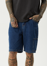 AFENDS Mens Scorched Harper - Denim Baggy Workwear Short 22