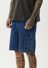 AFENDS Mens Scorched Harper - Denim Baggy Workwear Short 22