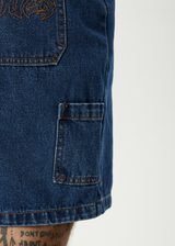 AFENDS Mens Scorched Harper - Denim Baggy Workwear Short 22