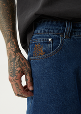 AFENDS Mens Scorched Harper - Denim Baggy Workwear Short 22