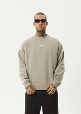 AFENDS Mens Repeat - Crew Neck Jumper - Olive - Afends mens repeat   crew neck jumper   olive