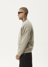 AFENDS Mens Repeat - Crew Neck Jumper - Olive - Afends mens repeat   crew neck jumper   olive
