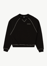 AFENDS Mens Burner - Crew Neck Jumper - Black - Afends mens burner   crew neck jumper   black