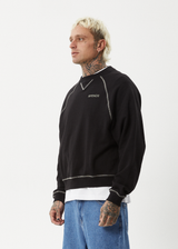 AFENDS Mens Burner - Crew Neck Jumper - Black - Afends mens burner   crew neck jumper   black