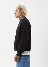 AFENDS Mens Burner - Crew Neck Jumper - Black - Afends mens burner   crew neck jumper   black