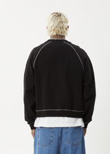 AFENDS Mens Burner - Crew Neck Jumper - Black - Afends mens burner   crew neck jumper   black