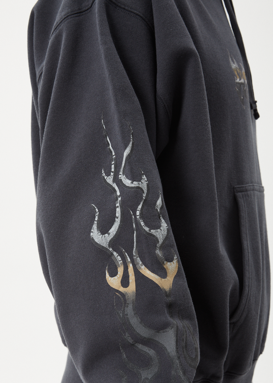 AFENDS Mens Scorched - Boxy Hoodie - Charcoal