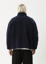AFENDS Mens Polarize - Fleece Zip Up Jacket - Navy - Afends mens polarize   fleece zip up jacket   navy 