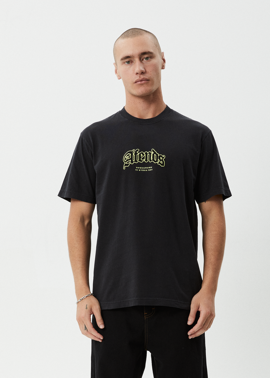 AFENDS Mens Home - Retro Tee - Stone Black