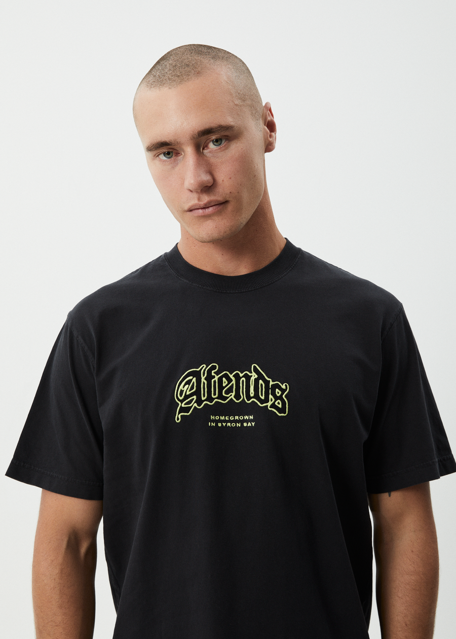 AFENDS Mens Home - Retro Tee - Stone Black