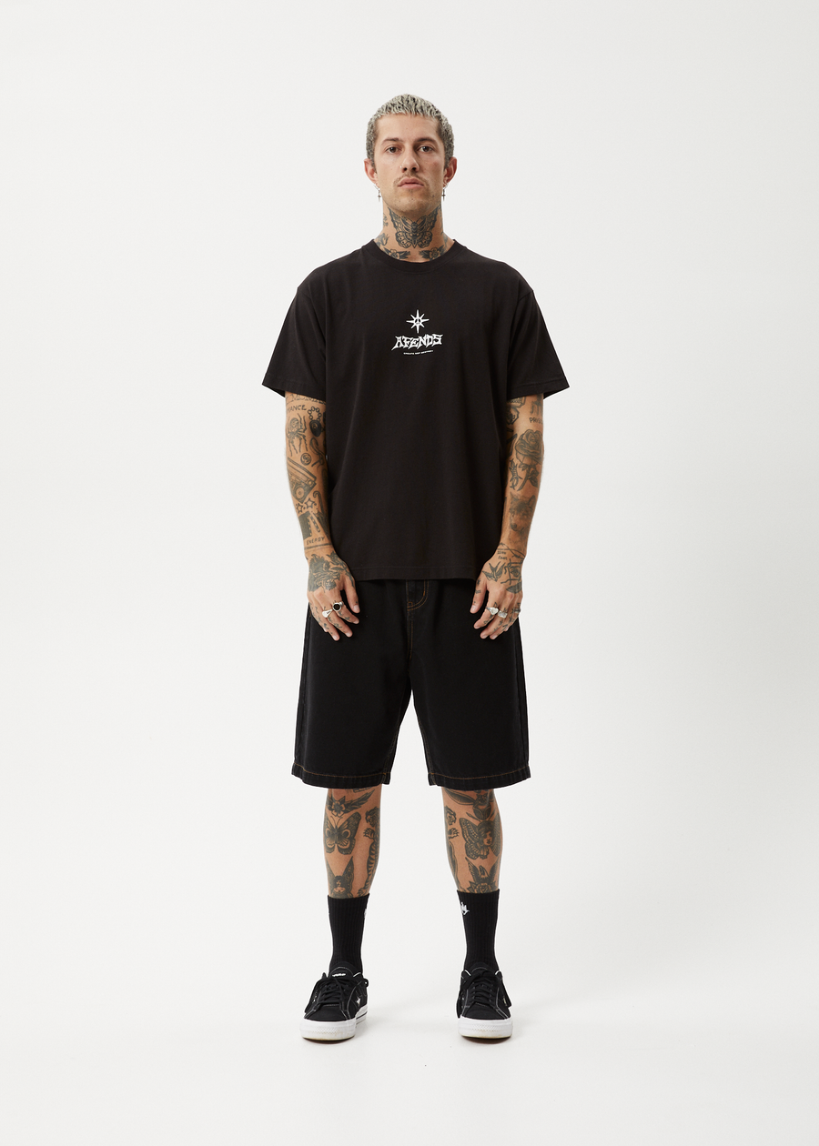 AFENDS Mens Peace Out - Boxy Tee - Black