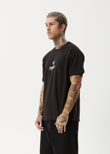 AFENDS Mens Peace Out - Boxy Tee - Black - Afends mens peace out   boxy tee   black