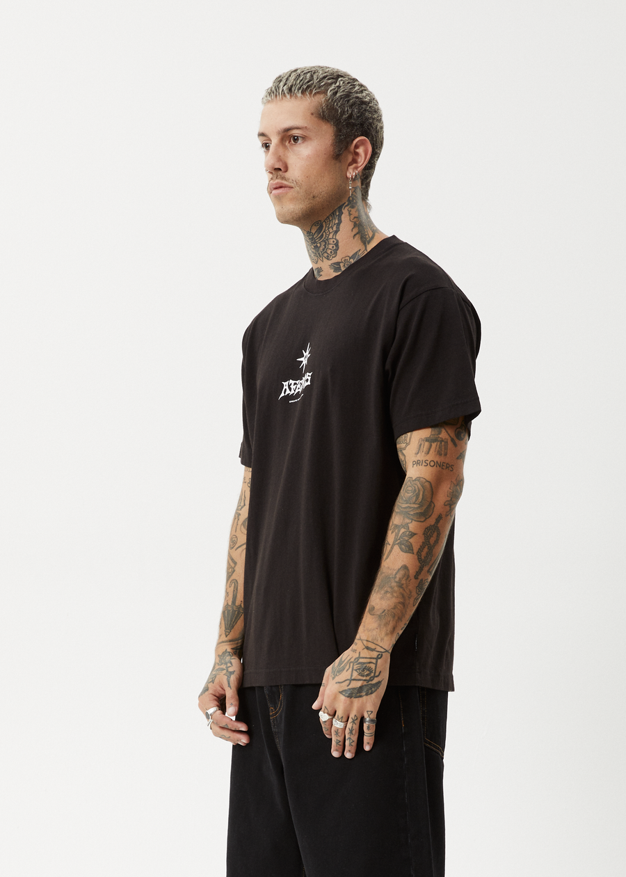 AFENDS Mens Peace Out - Boxy Tee - Black
